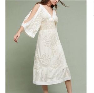 Anthropologie White Lace Midi Dress